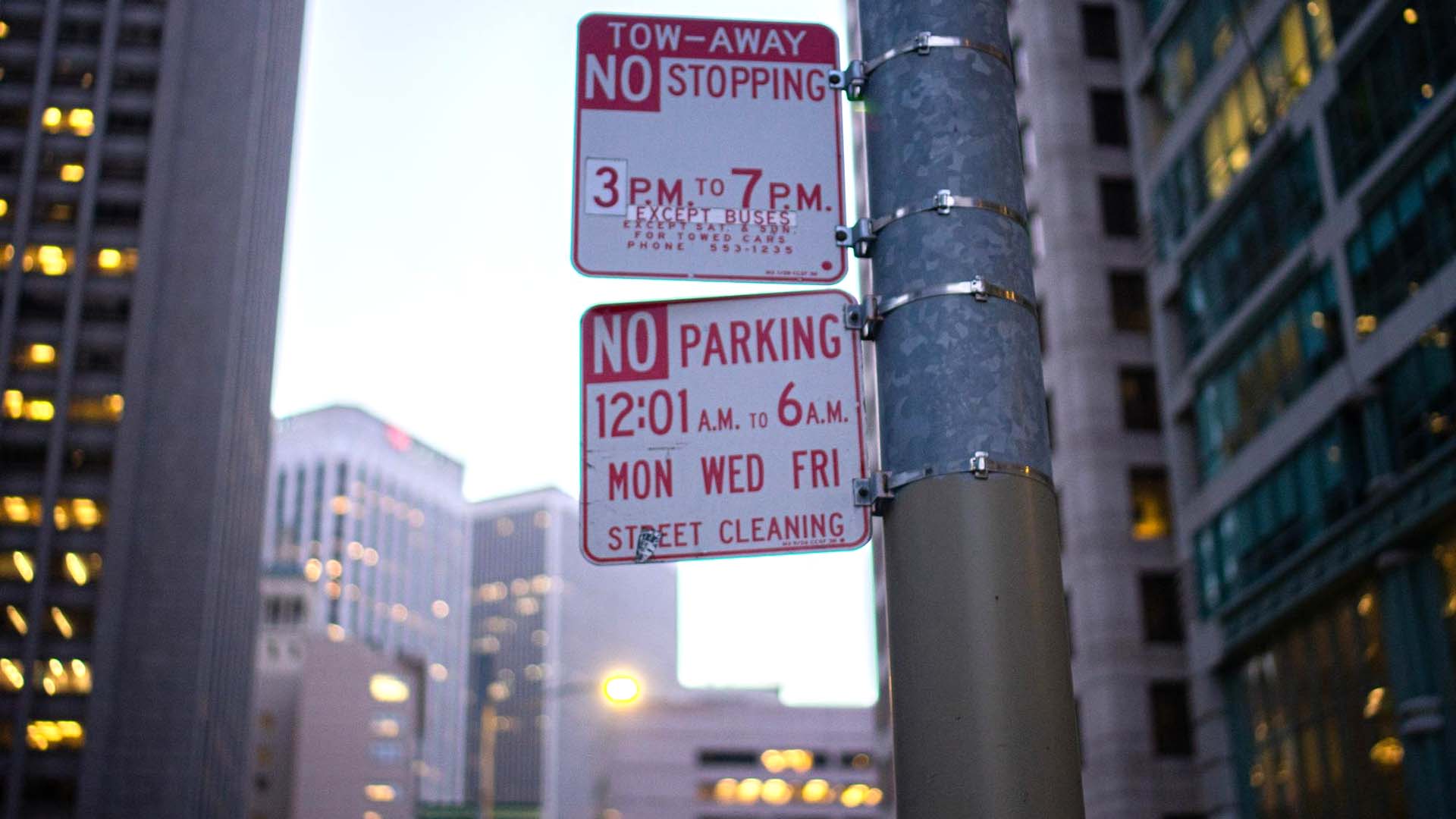 NYC street sign chaos illustration – best parking app NYC helps decode signs and avoid towing